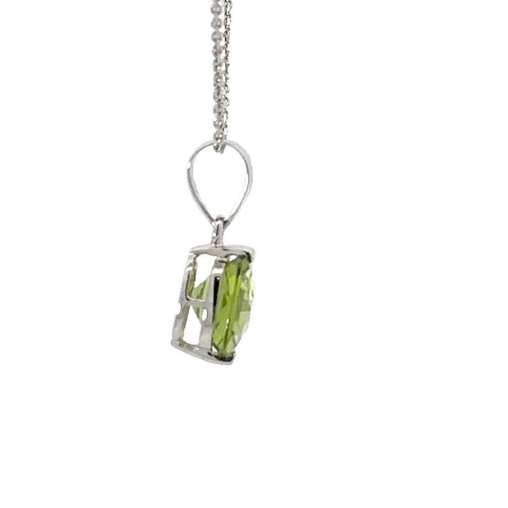 Peridot Pendant In 14K White Gold
