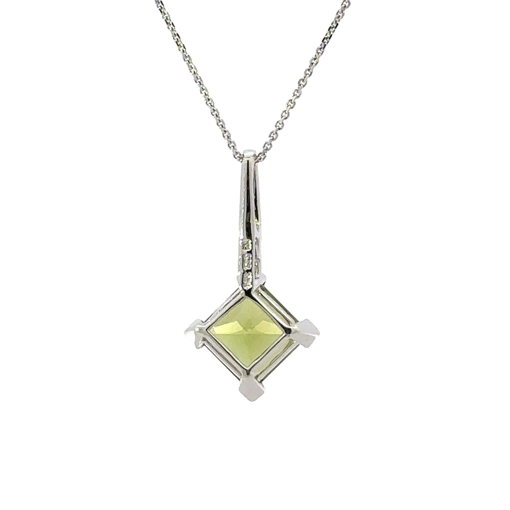 Peridot Pendant In 14K White Gold