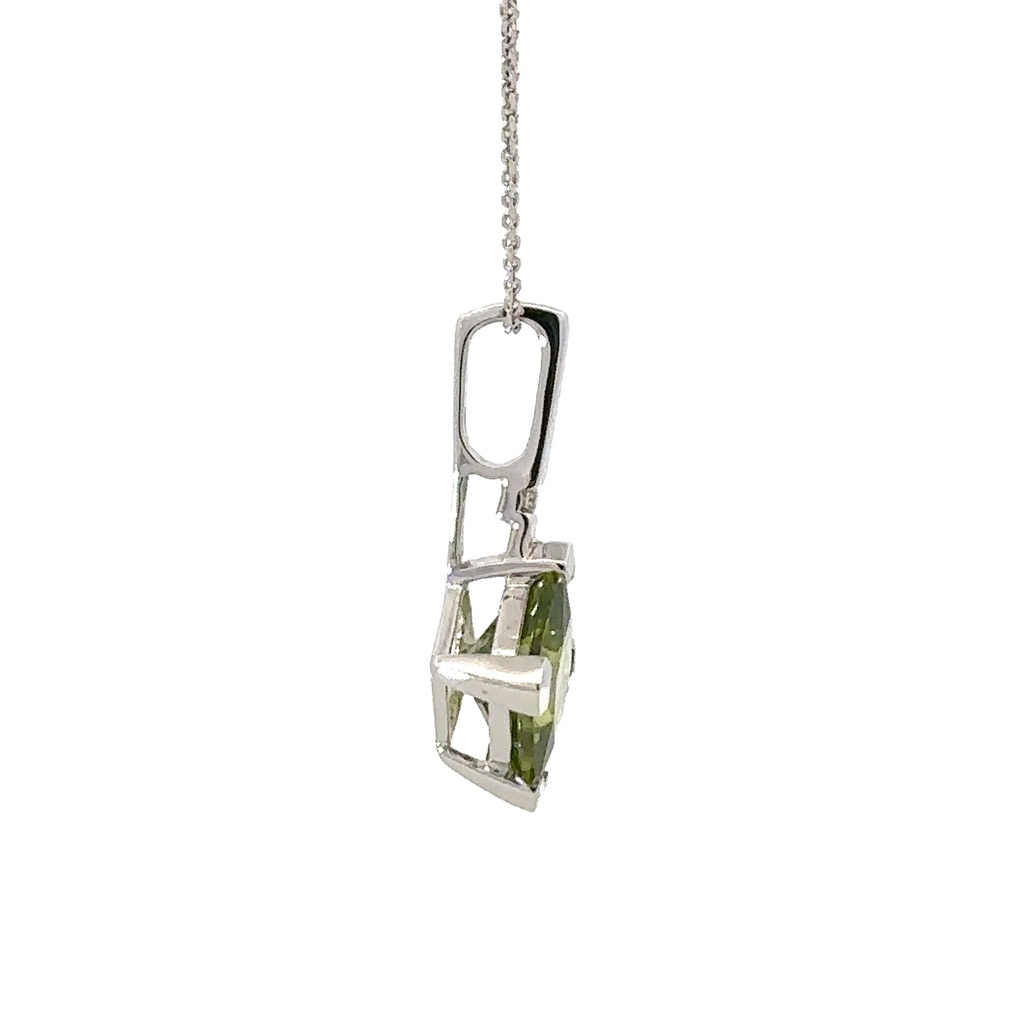 Peridot Pendant In 14K White Gold