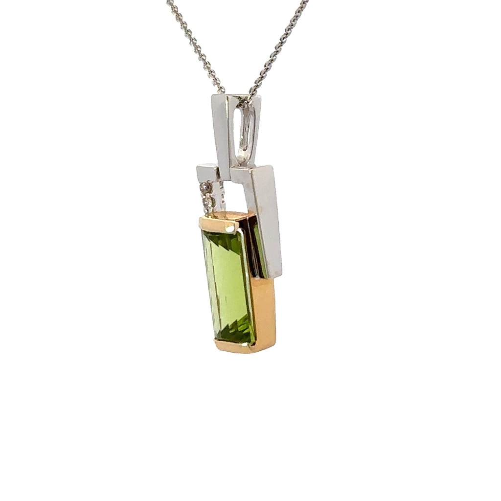 Peridot Pendant In Two Tone 18K Gold