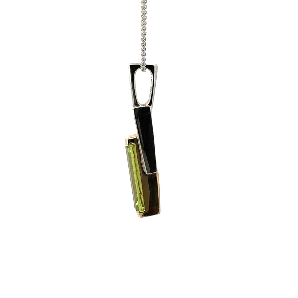 Peridot Pendant In Two Tone 18K Gold