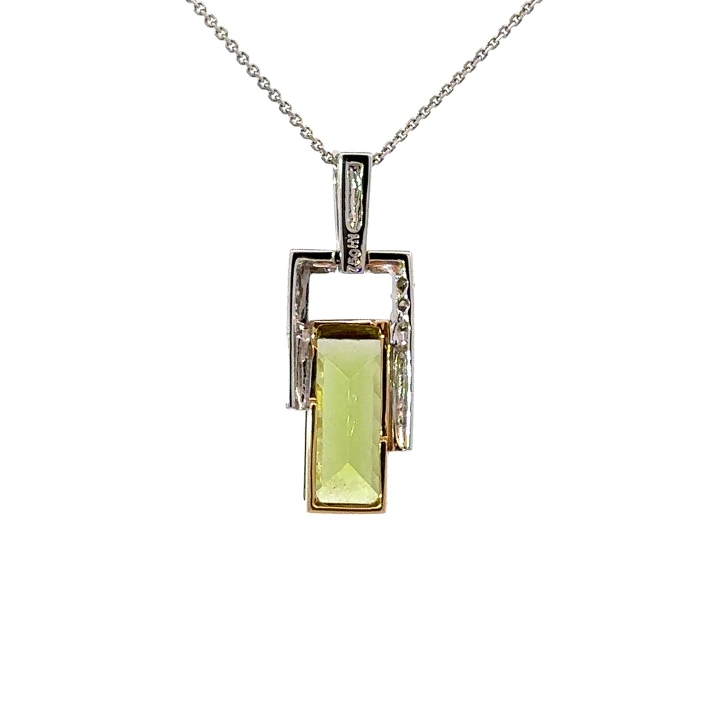 Peridot Pendant In Two Tone 18K Gold