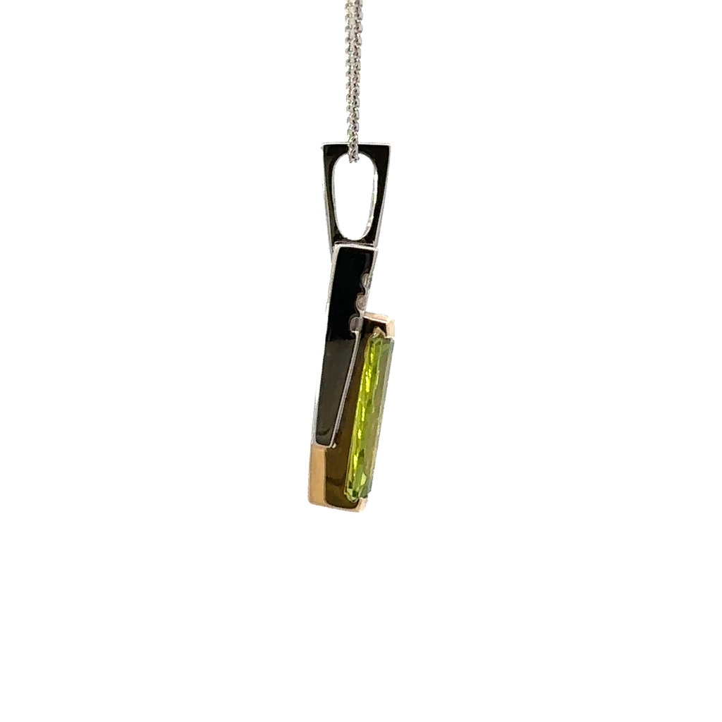 Peridot Pendant In Two Tone 18K Gold
