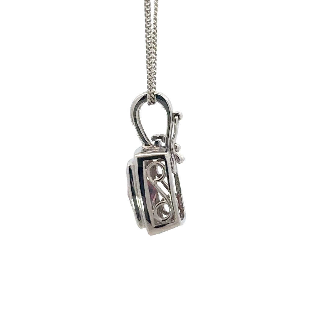 Garnet Pendant In 14K White Gold