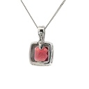 Garnet Pendant In 14K White Gold