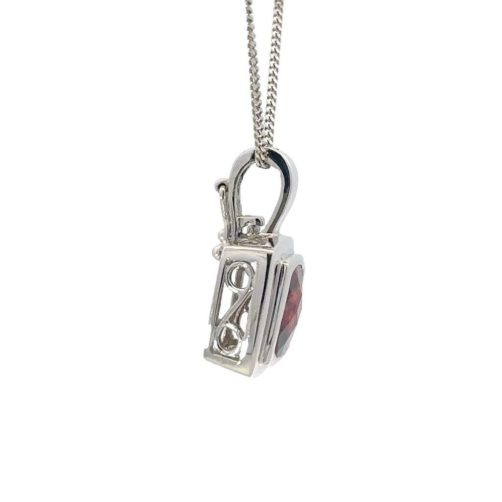 Garnet Pendant In 14K White Gold