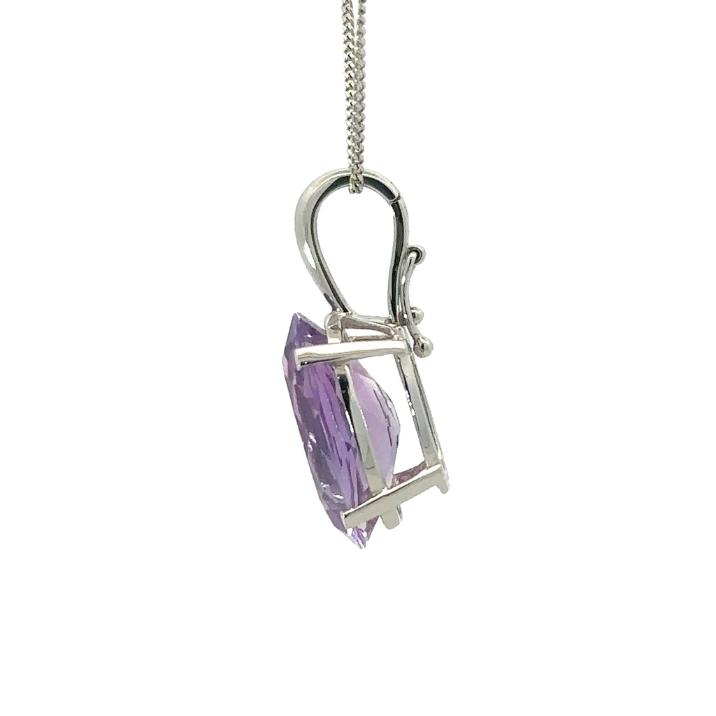 Amethyst Pendant In 14K White Gold