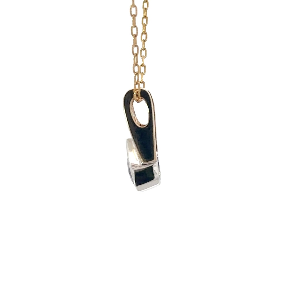 Garnet And Diamond Pendant In 14K White And Yellow Gold