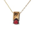Garnet And Diamond Pendant In 14K White And Yellow Gold