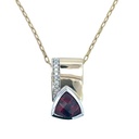 Garnet And Diamond Pendant In 14K White And Yellow Gold