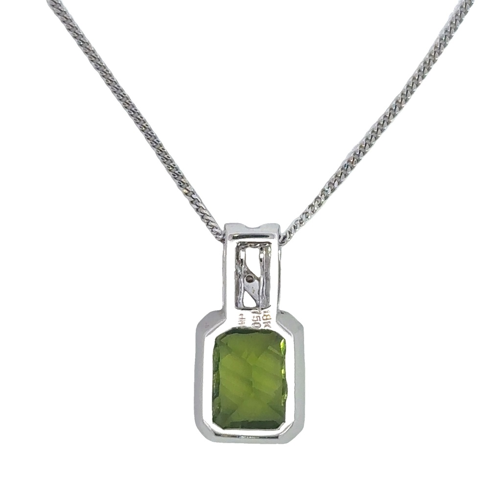 Peridot And Diamond Pendant In 18K Yellow And White Gold