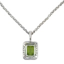 Peridot And Diamond Pendant In 14K White Gold