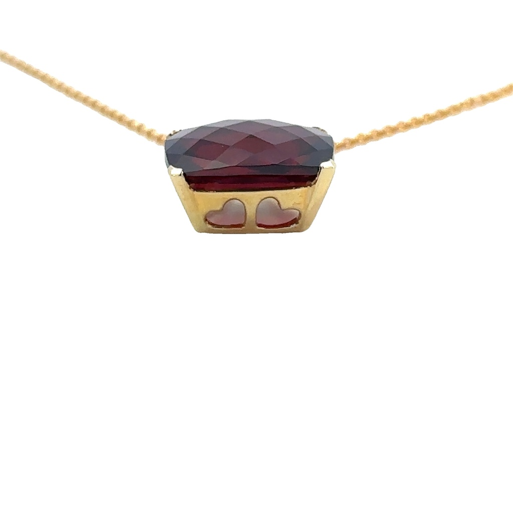 Garnet And Diamond Pendant In 14K Yellow And White Gold