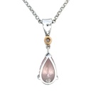 Morganite Drop Pendant In 18K Two Tone Gold