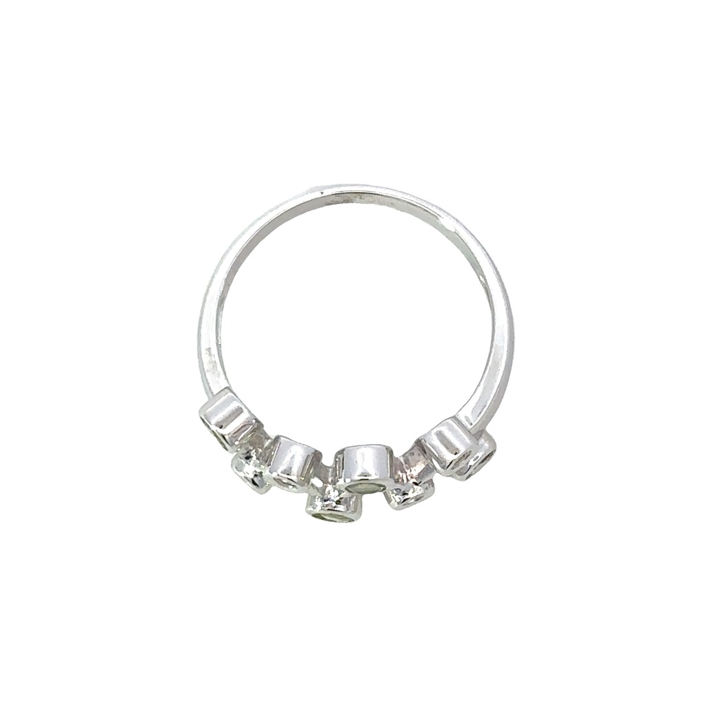 Peridot And Diamond 14K White Gold Ring