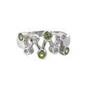 Peridot And Diamond 14K White Gold Ring