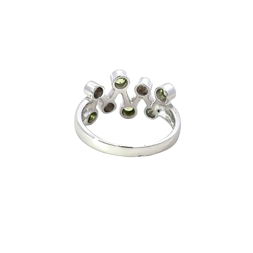 Peridot And Diamond 14K White Gold Ring
