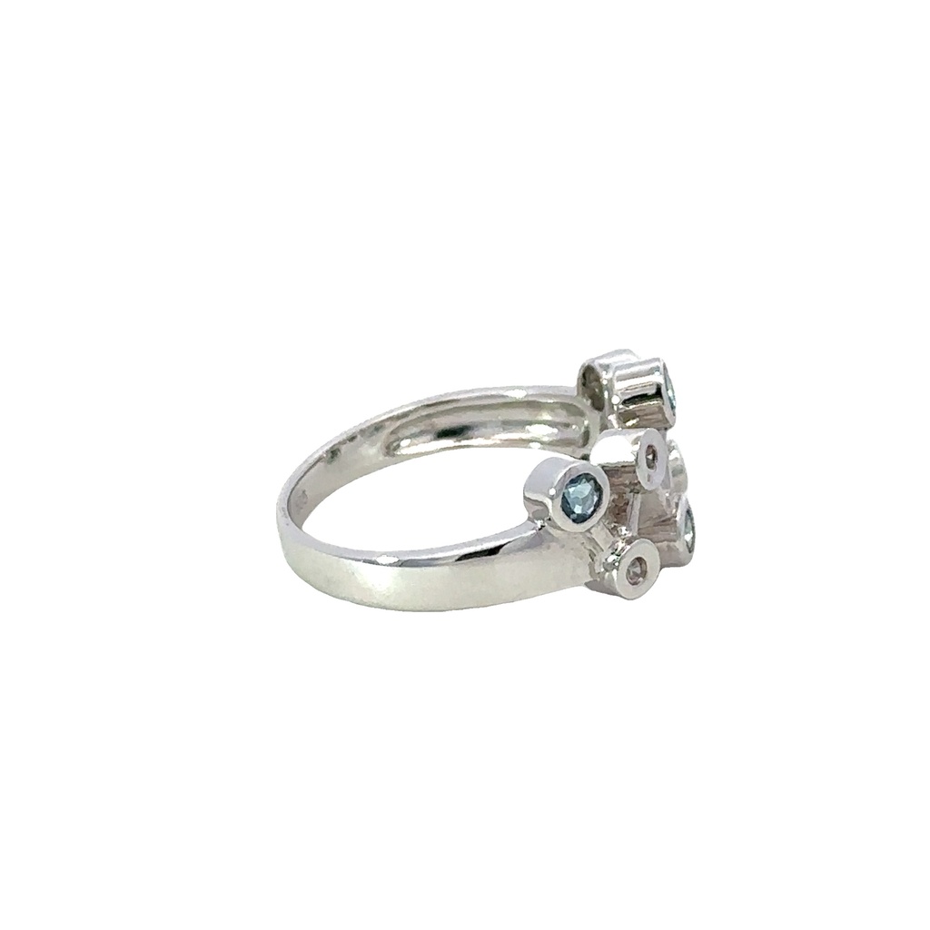 Blue Topaz And Diamond 14K White Gold Ring