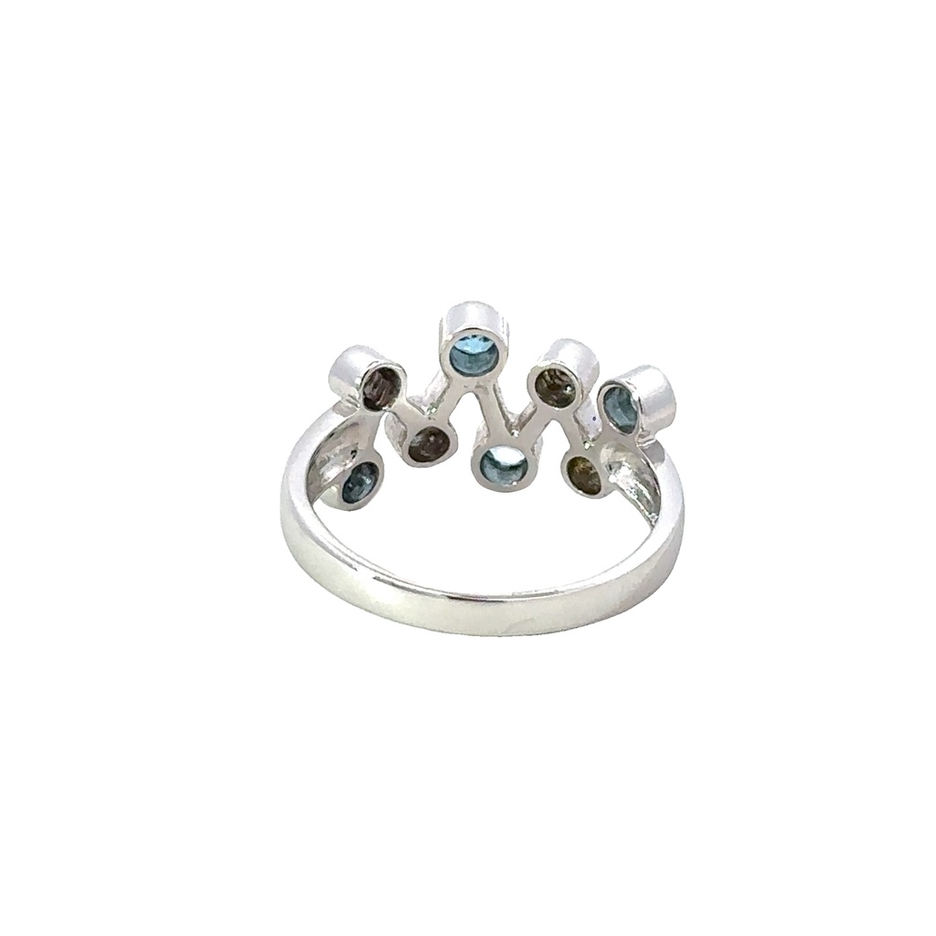 Blue Topaz And Diamond 14K White Gold Ring