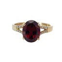 Garnet with Diamond 14ct Yellow Gold Ring