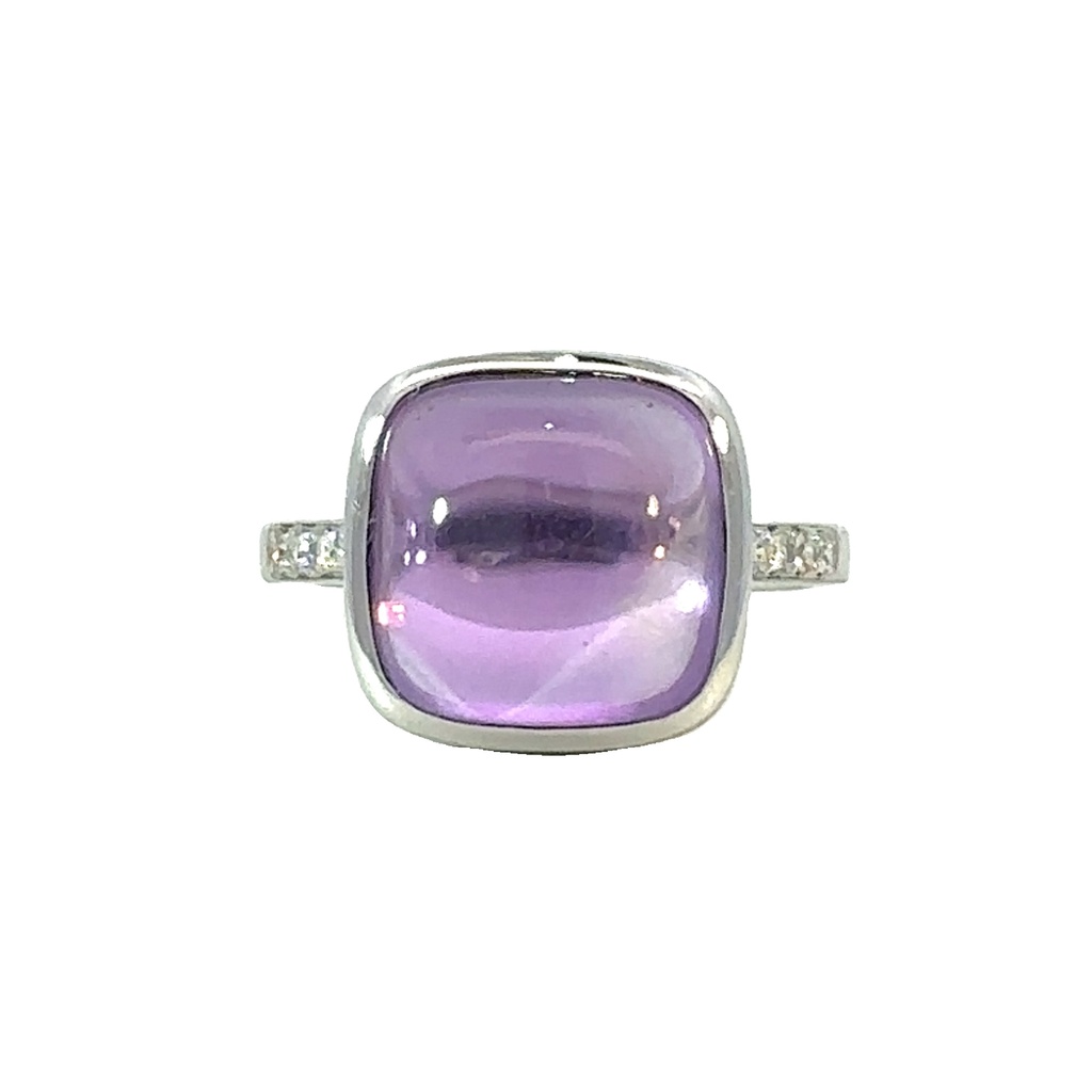 Amethyst with Diamond 14ct White Gold Ring