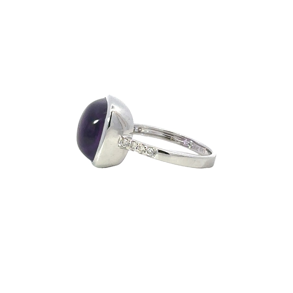 Amethyst with Diamond 14ct White Gold Ring