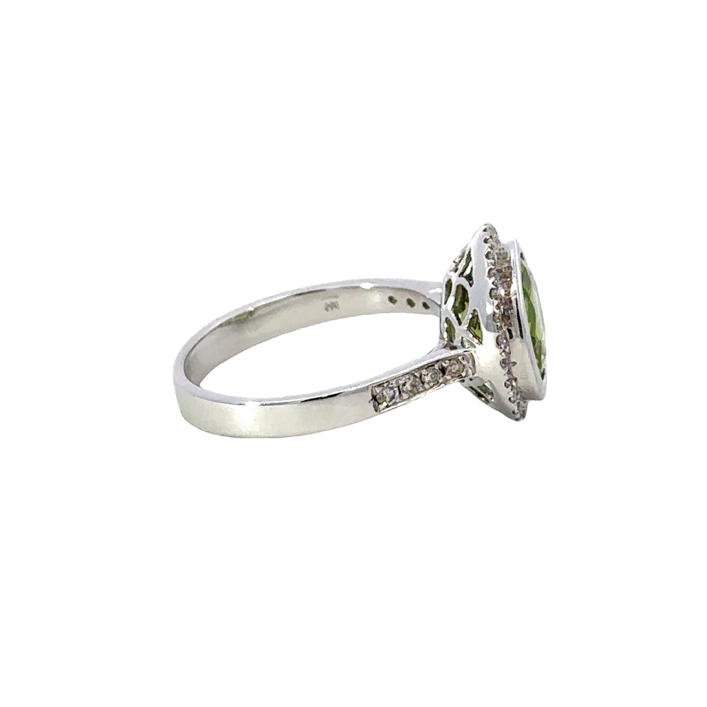 Peridot and Diamond 14ct White Gold Ring