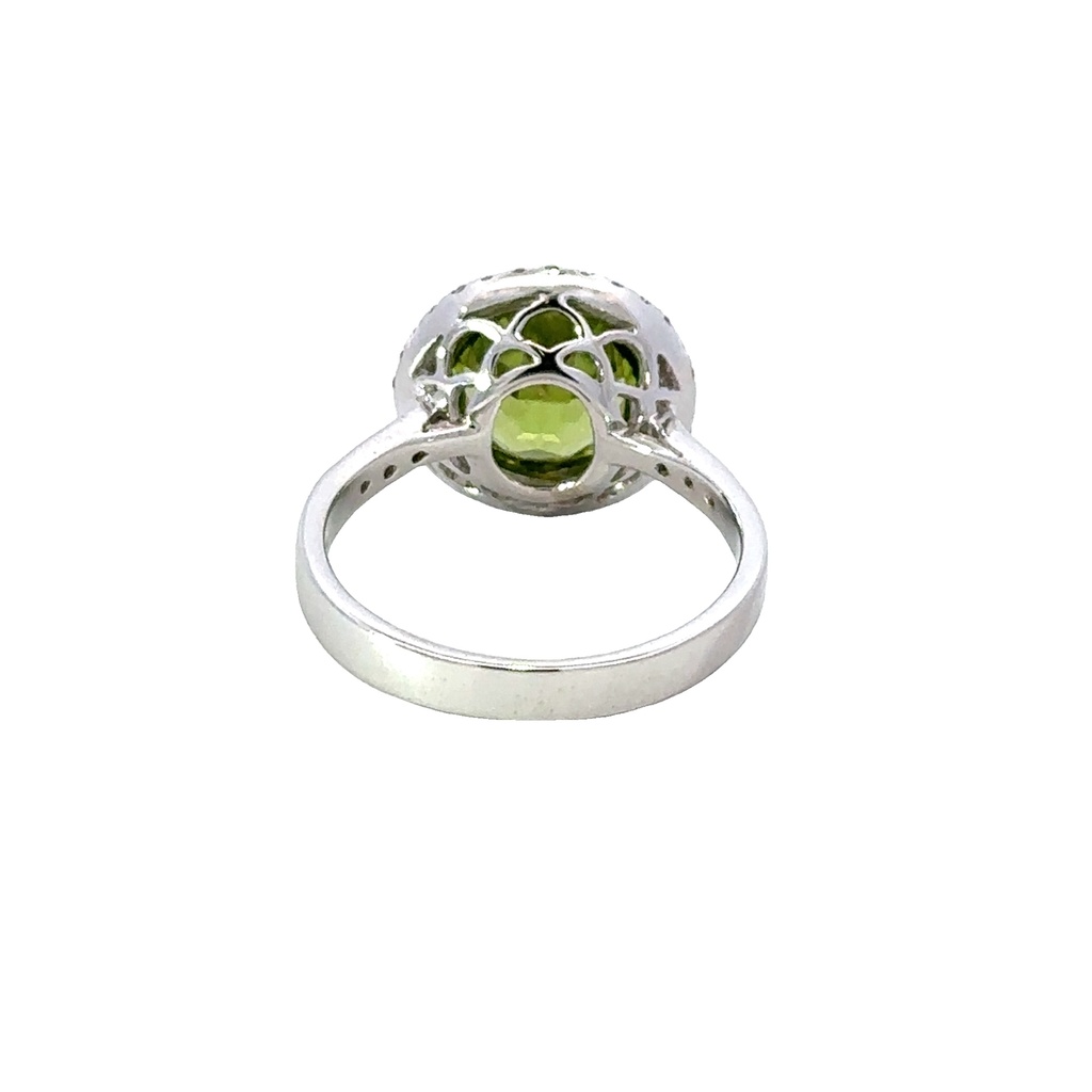 Peridot and Diamond 14ct White Gold Ring