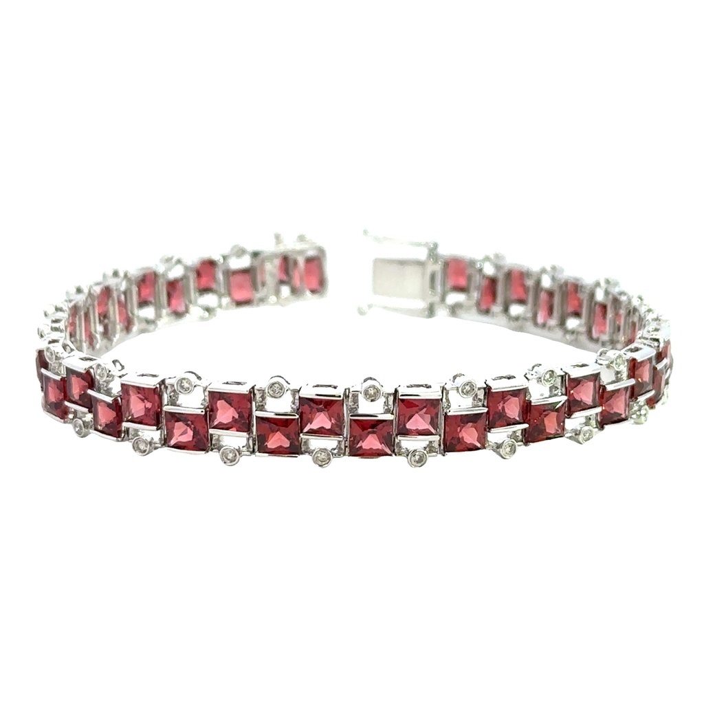 Garnet and Diamond 14ct White Gold Bracelet