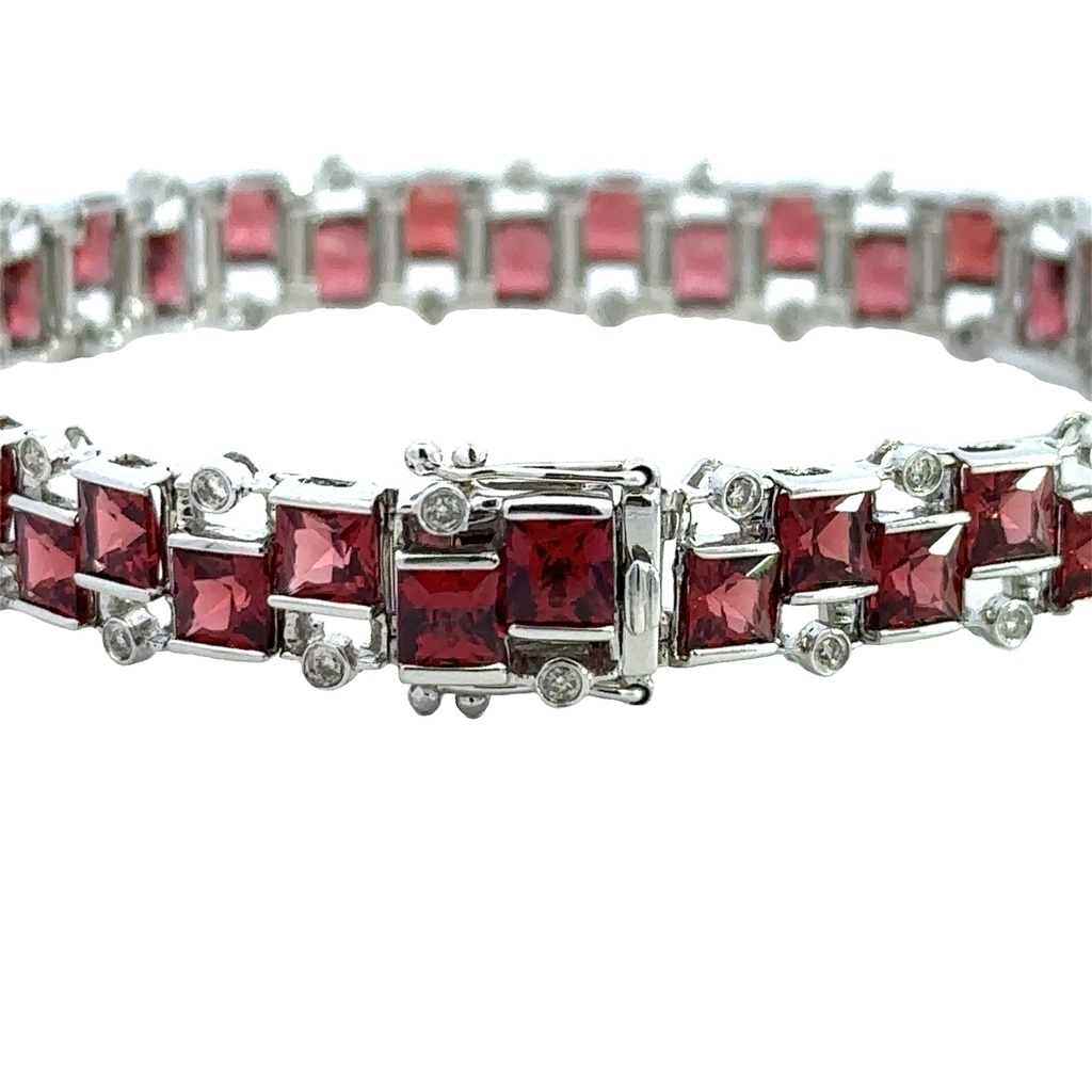 Garnet and Diamond 14ct White Gold Bracelet