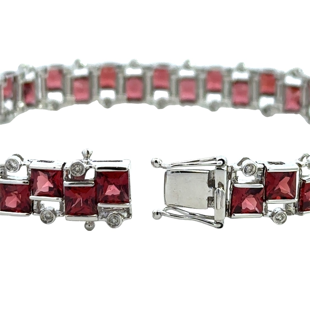 Garnet and Diamond 14ct White Gold Bracelet