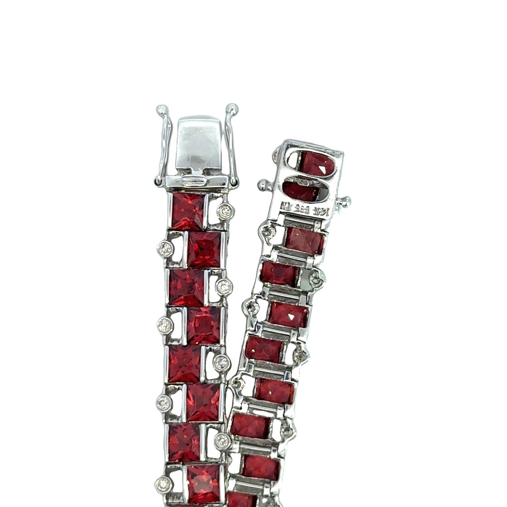 Garnet and Diamond 14ct White Gold Bracelet