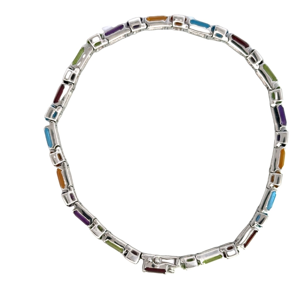 Multi-Gem Bracelet In 14ct White Gold
