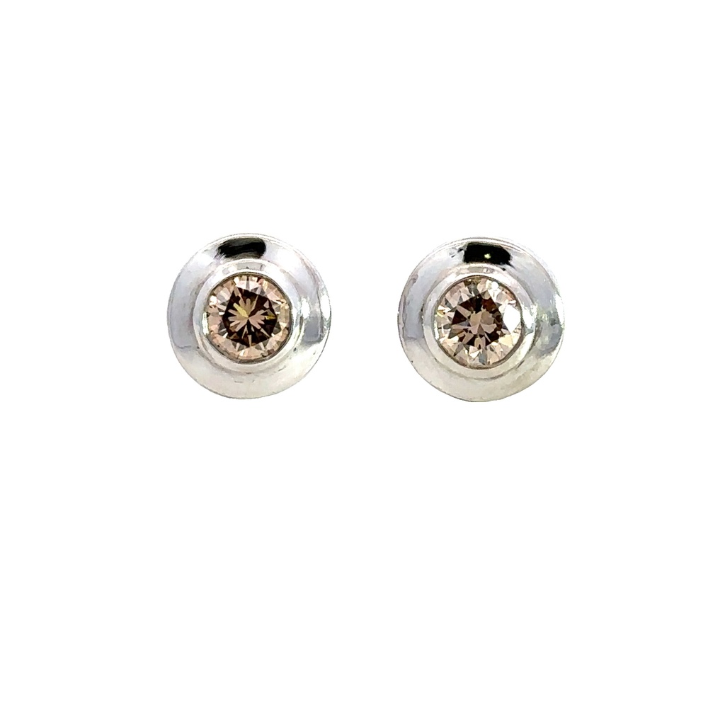Champagne Diamond 18K White Gold Earrings