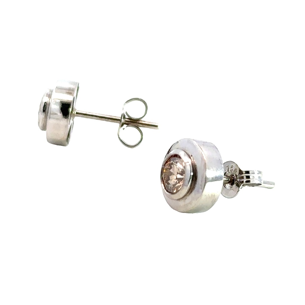 Champagne Diamond 18K White Gold Earrings