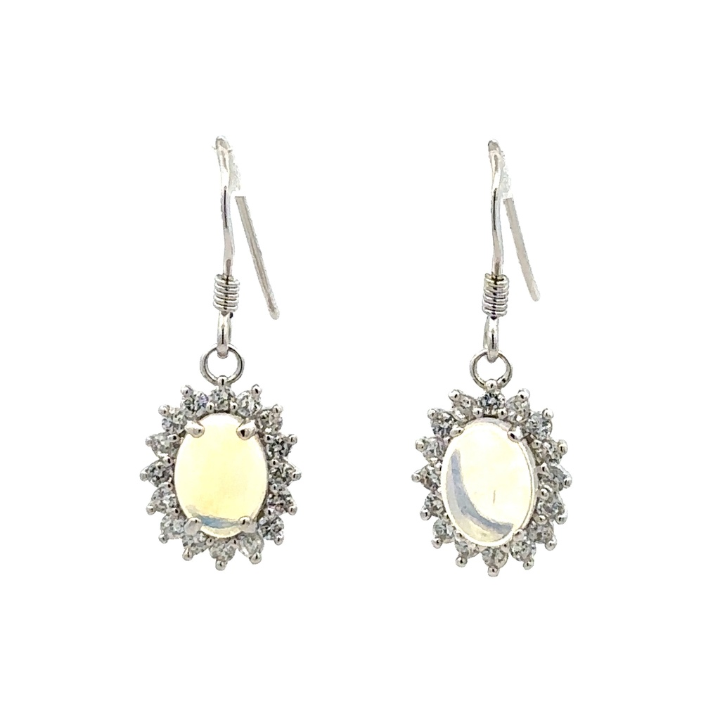 Sterling Silver Earrings With White Opals