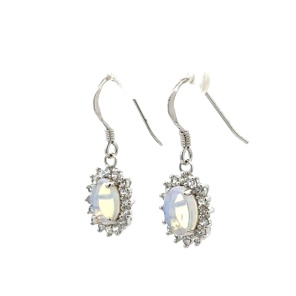 Sterling Silver Earrings With White Opals
