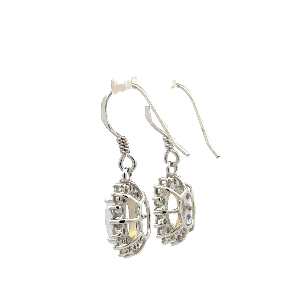 Sterling Silver Earrings With White Opals