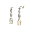 White Opal Stud Earrings In Sterling Silver