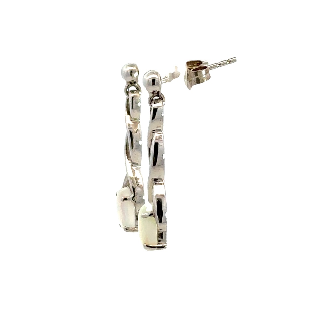 White Opal Stud Earrings In Sterling Silver