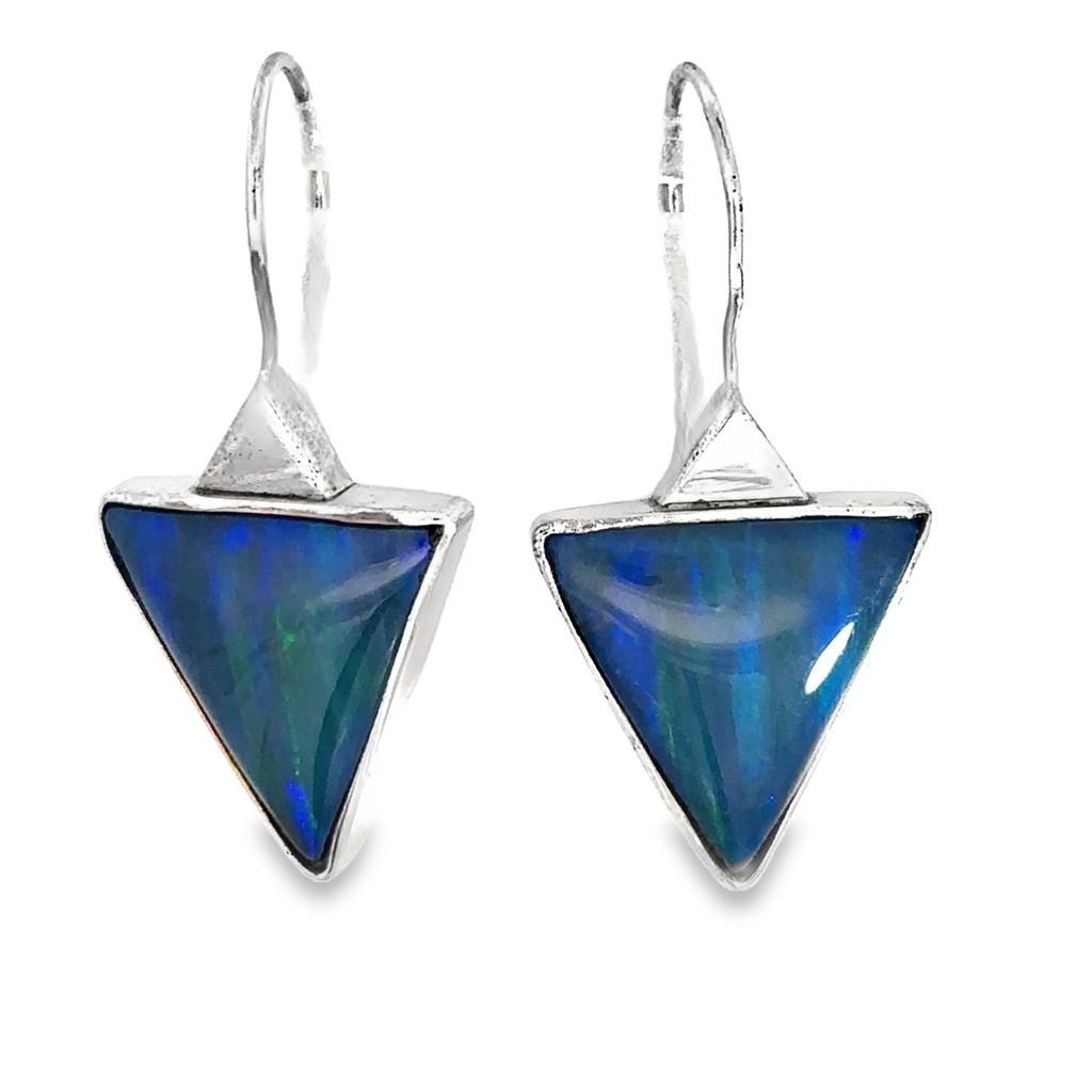 Sterling Silver Earrings With Opals