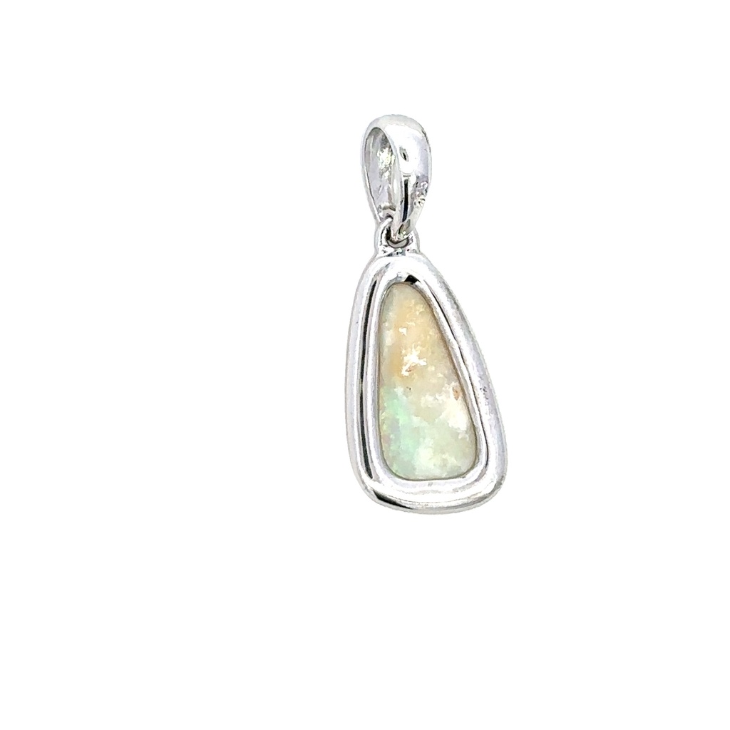 White Opal Pendant Set In Sterling Silver