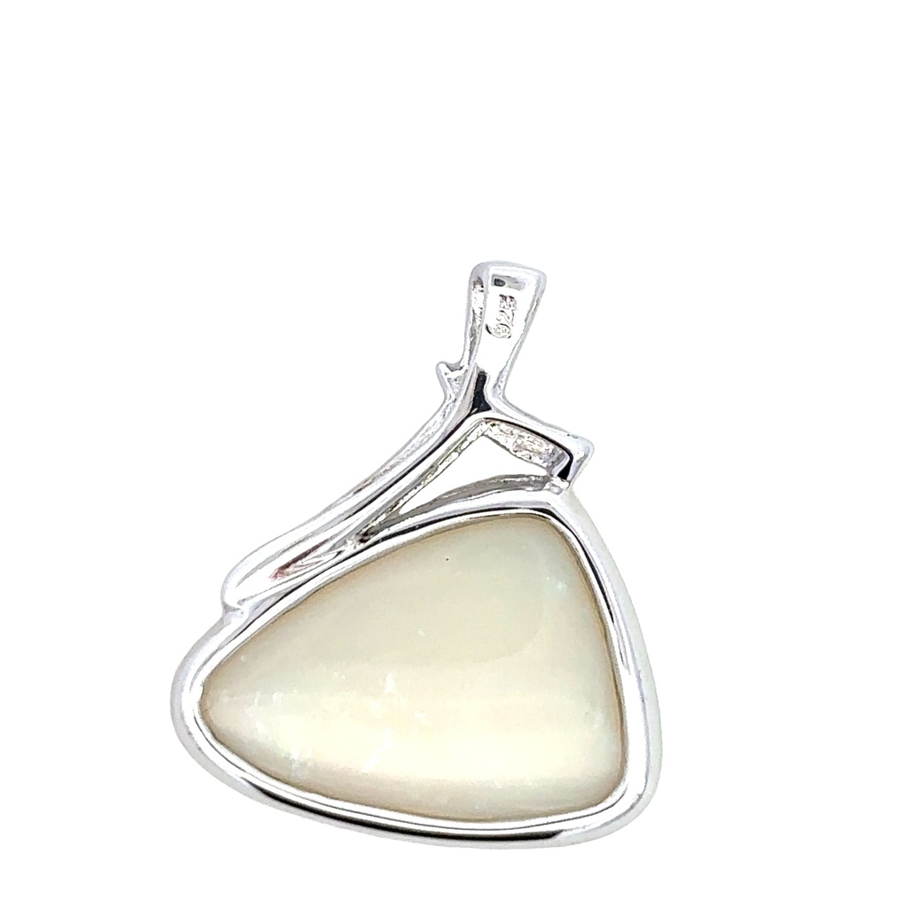 White Opal Pendant Set In Sterling Silver