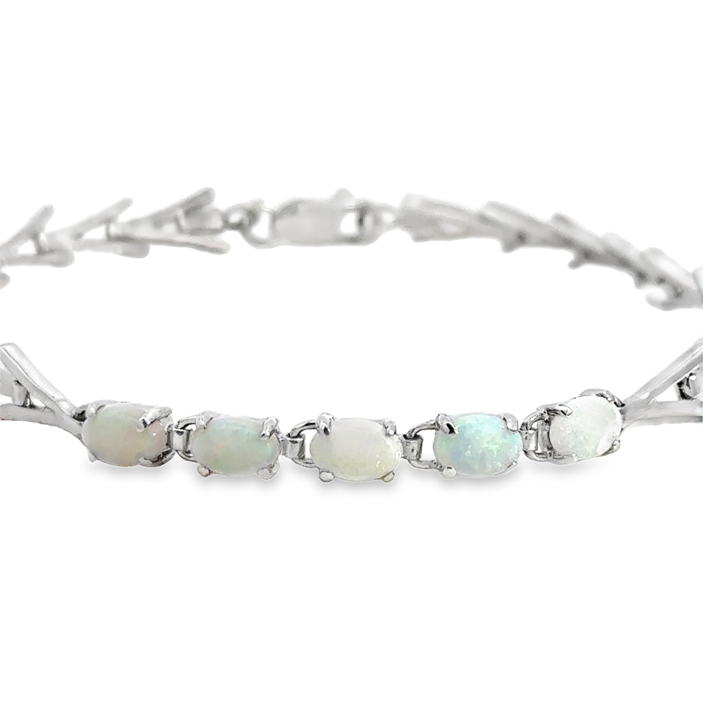 White Opal Bracelet in Sterling Silver