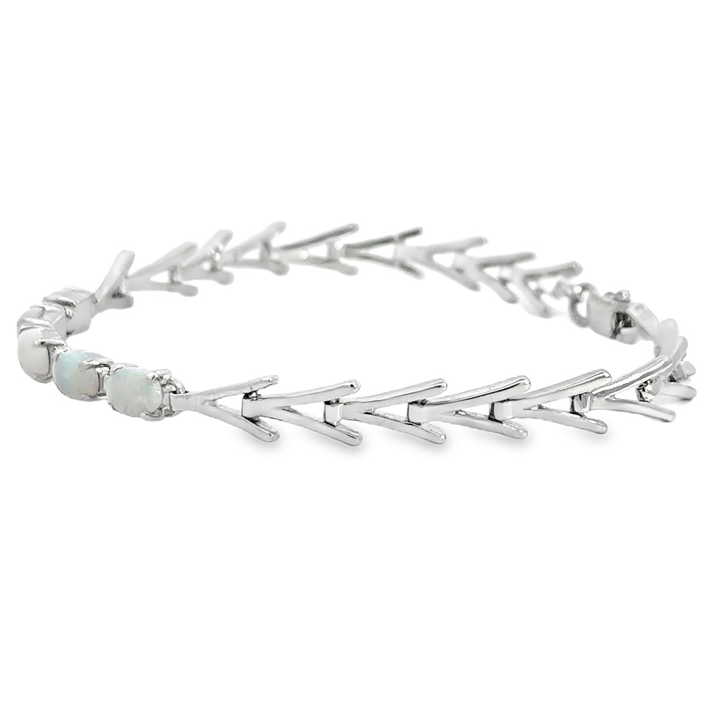 White Opal Bracelet in Sterling Silver