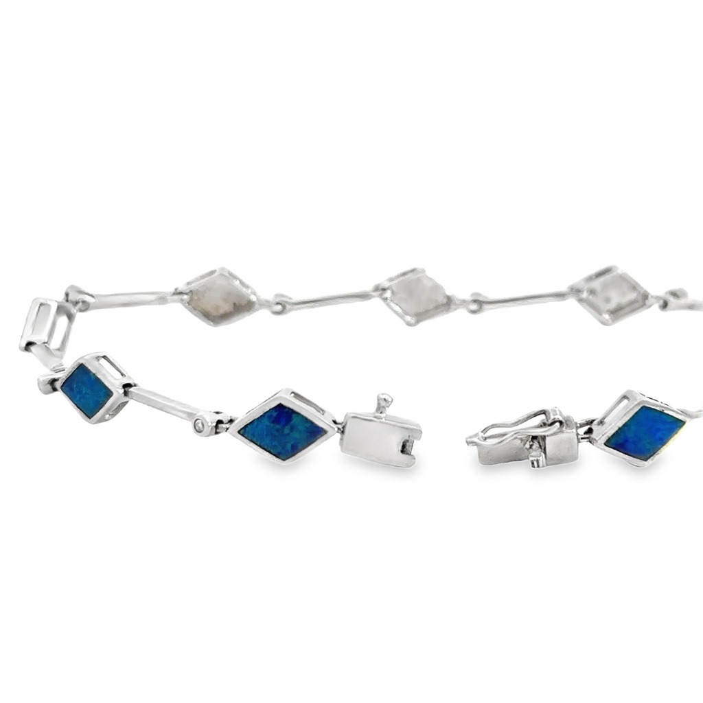 Doublet Opal And Diamond Bracelet in Sterling Silver