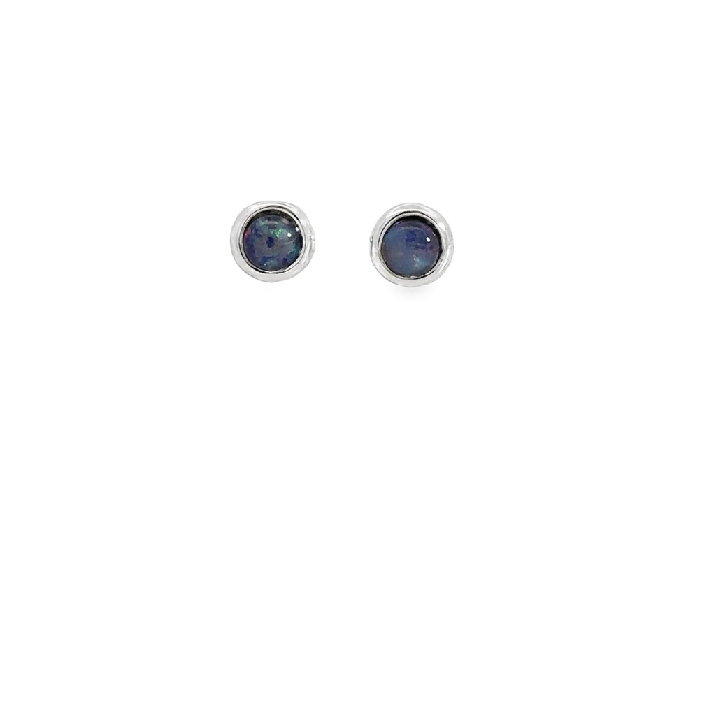 Triplet Opal Stud Earrings In Sterling Silver