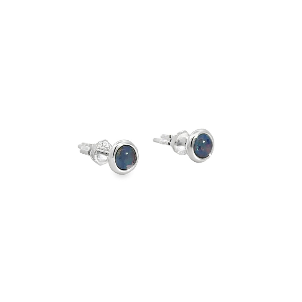 Triplet Opal Stud Earrings In Sterling Silver