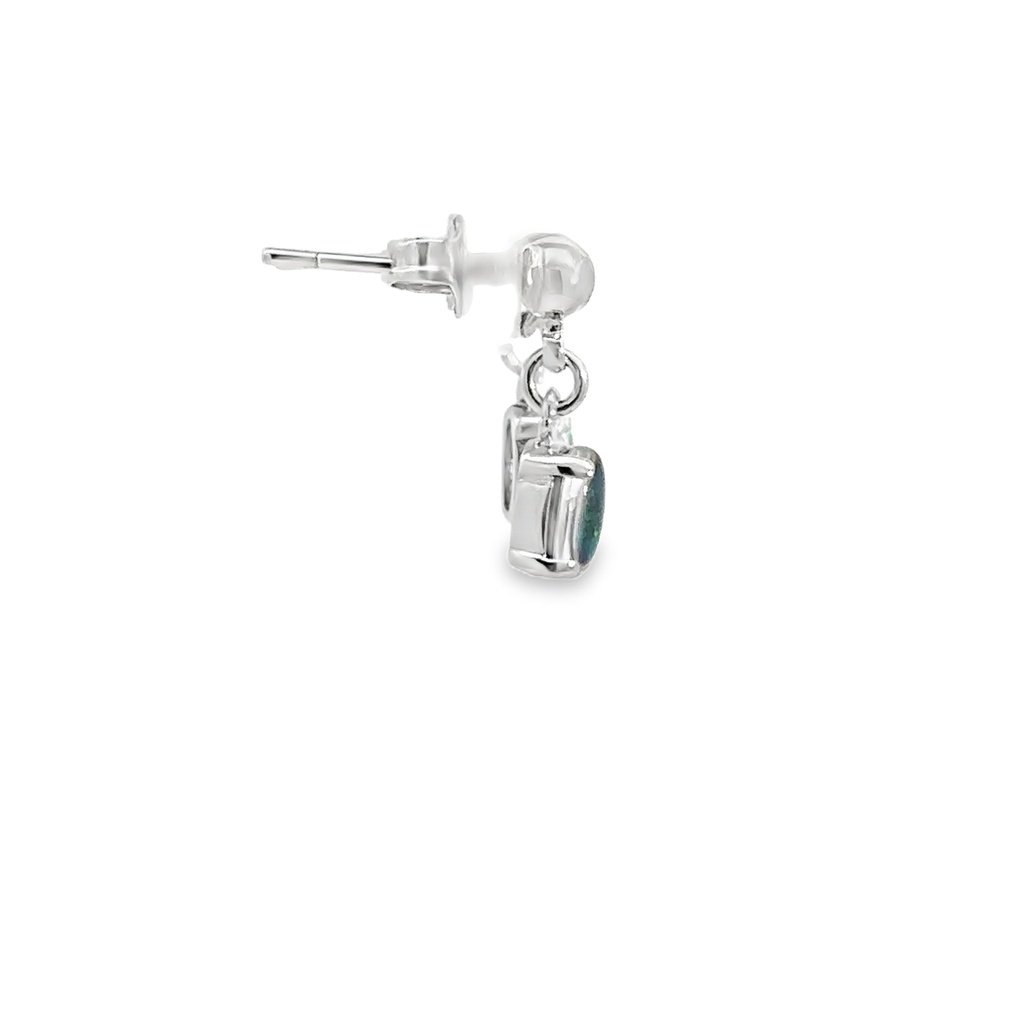 Triplet Opal Stud Earrings In Sterling Silver