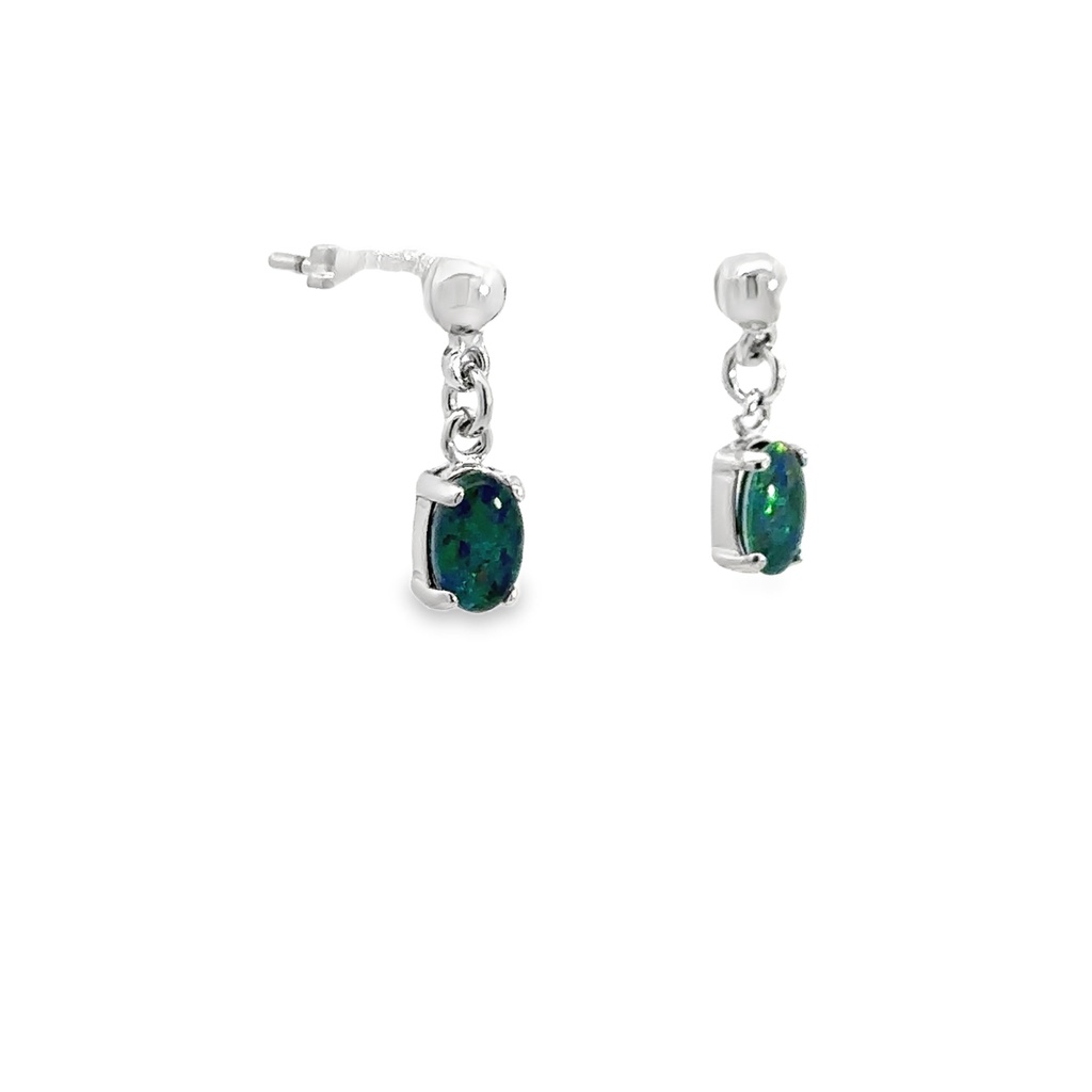 Triplet Opal Stud Earrings In Sterling Silver